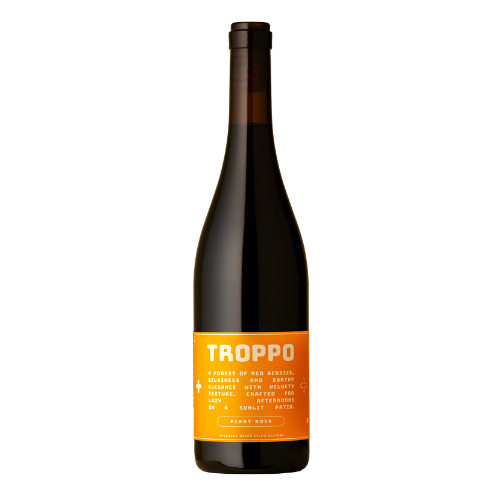 Troppo Pinot Noir 2025 Australian red wine bottle in white background