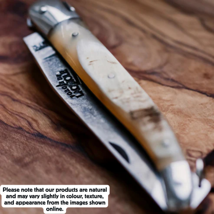 Folding knife Cow horn handle Satin finish 11cm