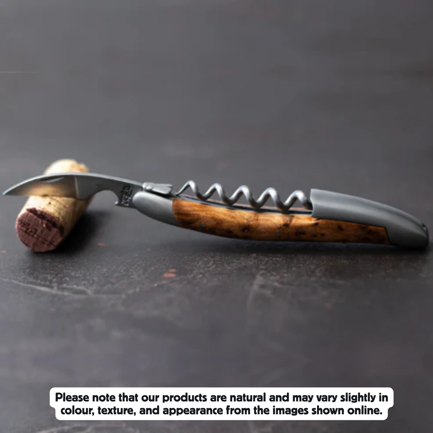 Stamped Bee Juniper Handle Pinot Engraving Satin finish