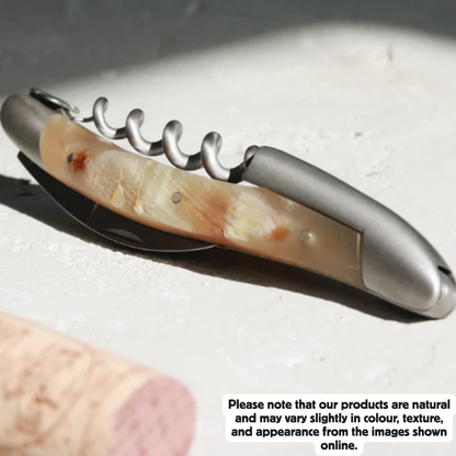 Sommelier knife Aubrac cow horn handle Satin finish