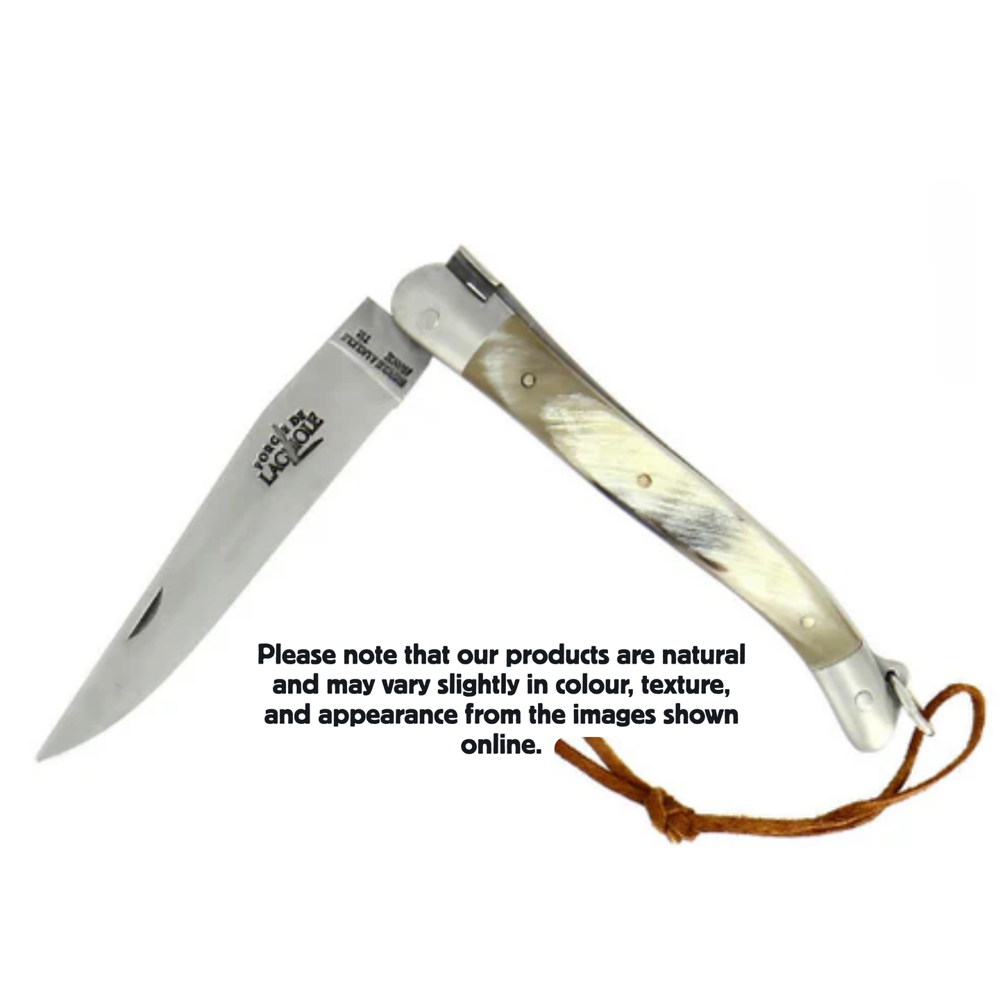 Folding knife Cow horn handle Satin finish 11cm