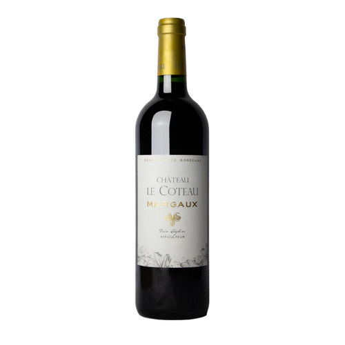 Bottle of 2020 Château Le Coteau Margaux on a white background.