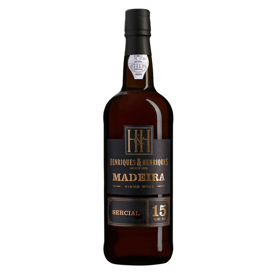 Henriques & Henriques Sercial 15 Year Old NV fortified wine bottle on a white background