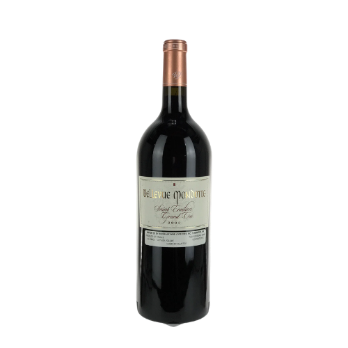 Château Bellevue Mondotte 2003 Saint-Émilion red wine bottle in white background