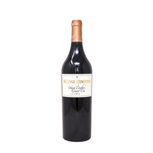 Château Bellevue Mondotte 2004 Saint-Émilion red wine bottle in white background