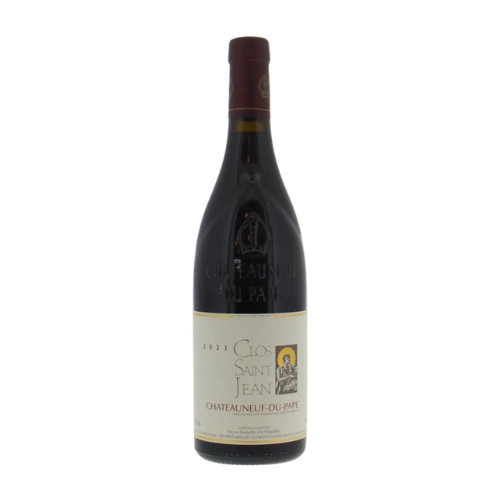 Clos Saint Jean Châteauneuf-du-Pape Rouge 2021 red wine bottle in white background