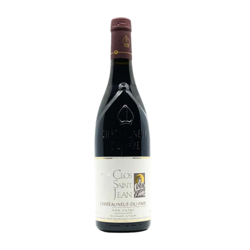 Clos Saint Jean Châteauneuf-du-Pape Rouge 2023 red wine bottle in white background
