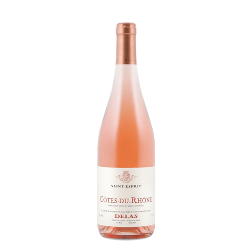 Delas Côtes du Rhône Saint-Esprit Rosé 2020 rosé wine bottle in white background