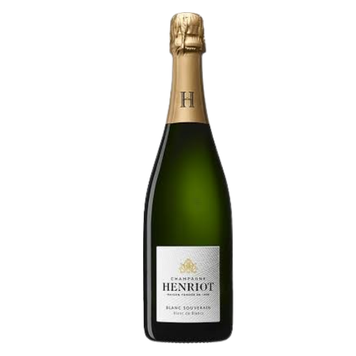 Henriot Blanc de Blancs NV Champagne bottle on a white background