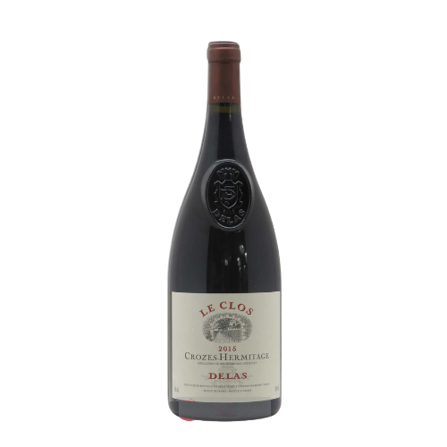 Delas Crozes-Hermitage Le Clos 2015 red wine magnum 1.5L in white background