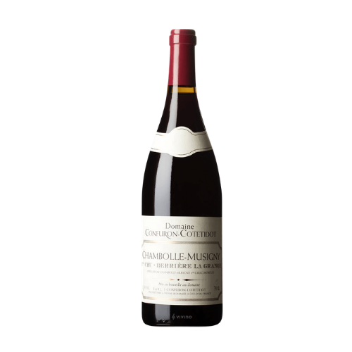 Confuron-Cotetidot Chambolle-Musigny Derriere la Grange 2018 Premier Cru Burgundy red wine bottle in white background