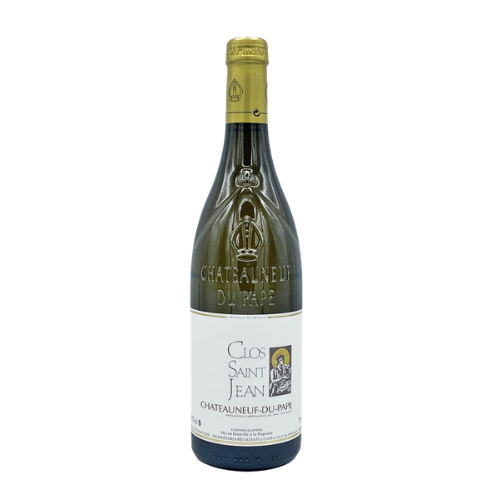 Clos Saint Jean Châteauneuf-du-Pape Blanc 2023 white wine bottle in white background
