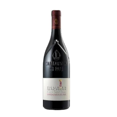 Clos Saint Jean Châteauneuf-du-Pape Deus-Ex-Machina Rouge 2023 red wine bottle in white background