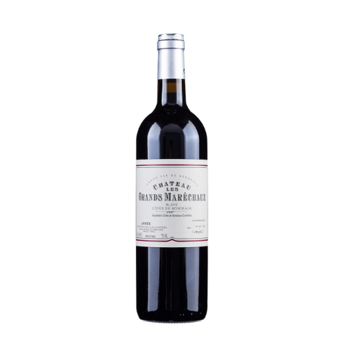 Château Les Grands Maréchaux 2019 Côtes de Blaye red wine bottle in white background