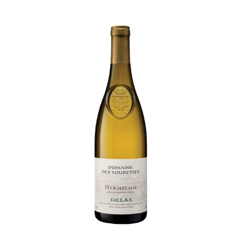 Delas Hermitage Domaine des Tourettes Blanc 2018 white wine bottle in white background