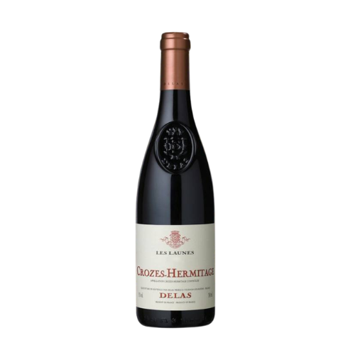 Delas Crozes-Hermitage Les Launes Rouge 2022 red wine bottle in white background