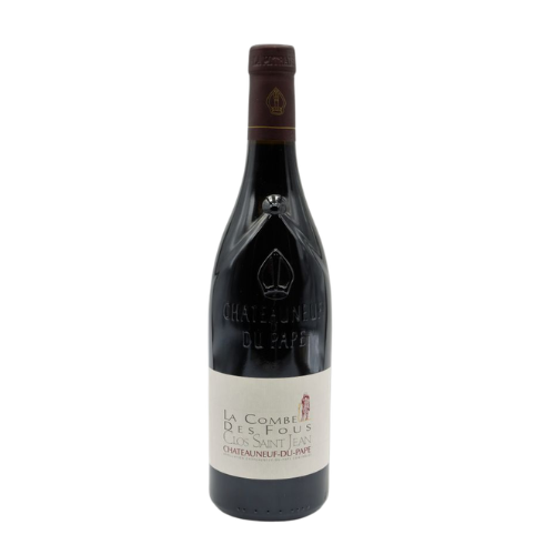 Clos Saint Jean Châteauneuf-du-Pape La Combe des Fous Rouge 2015 red wine bottle in white background