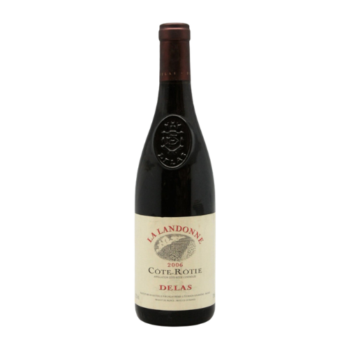 Delas Côte-Rôtie La Landonne 2006 red wine bottle in white background