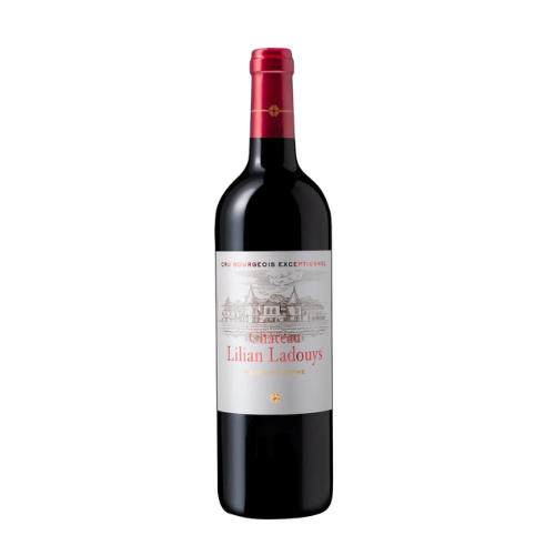 Château Lilian Ladouys 2021 Saint-Estèphe red wine bottle in white background