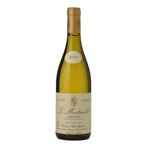 Blain-Gagnard Le Montrachet 2023 white wine bottle on a white background