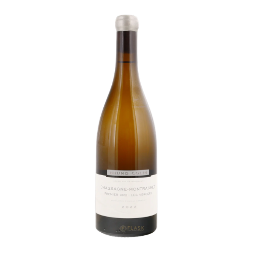 Bruno Colin Chassagne-Montrachet Les Vergers 2023 Premier Cru Burgundy white wine bottle in white background