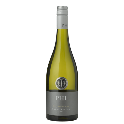 2022 PHI Chardonnay wine bottle on a white background