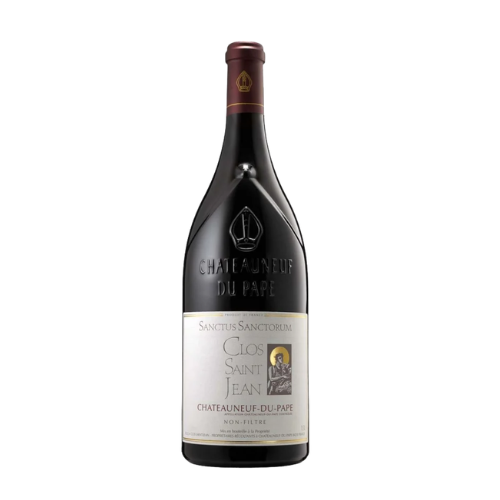 Clos Saint Jean Châteauneuf-du-Pape Sanctus Sanctorum 2018 red wine magnum 1.5L in white background
